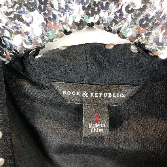 Rock and Republic Black Studded Blazer Silver SZ 2 - Picture 6 of 8